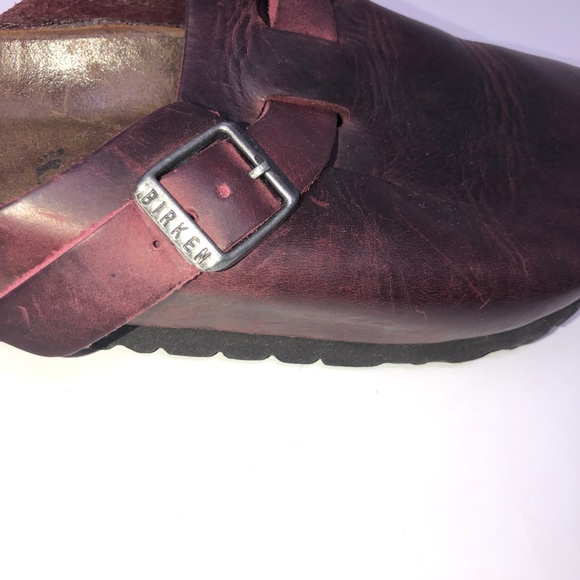 Birkenstock | Shoes | Birkenstock Boston Women Burgundy Leather Clog 5 | Poshmark